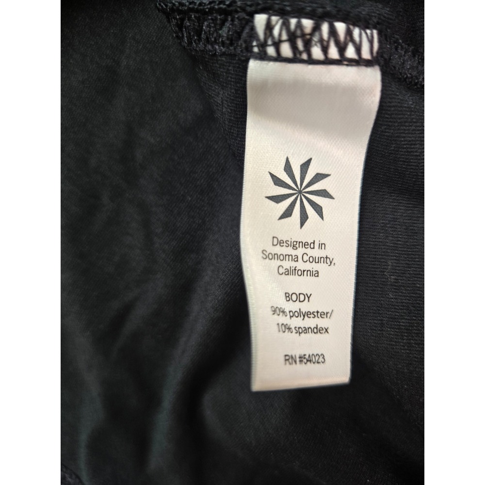 Athleta Womens Black Half Zip Long Sleeve Ruched Back Thumbhole Top Medium Layer - Picture 5 of 6